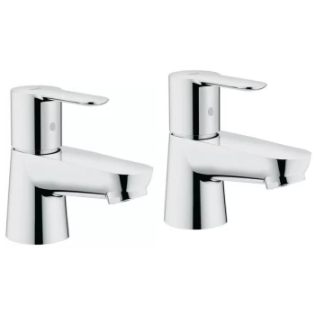 Image of 20421 BauEdge Single Lever Pair Basin Pillar Taps Chrome 1/2 Inch 2042100M - Grohe