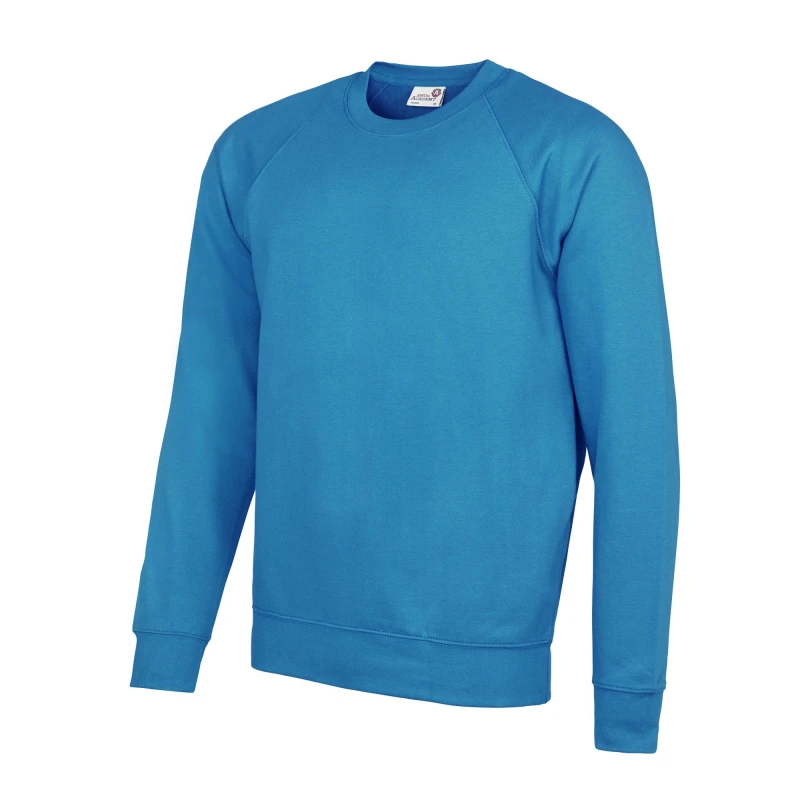 Image of AWDis AWDis Men Academy Crew Neck Raglan Sweatshirt in Baby Blue Size: X-Small Baby Blue XS Male 5054752809546