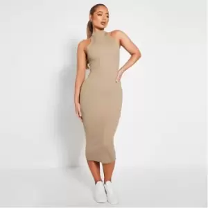 Image of I Saw It First High Neck Racer Midaxi Dress - Green