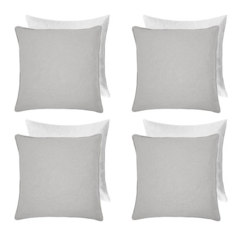Image of OHS OHS 4 Pack Woven Texture Filled Cushion Covers Home Decor Set in Light Grey Size: 45cm x 45cm Light Grey 45cm x 45cm Unisex 5027434218066