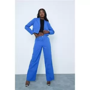 Image of I Saw It First Cobalt Blue Wide Leg Buttoned Trousers - Blue