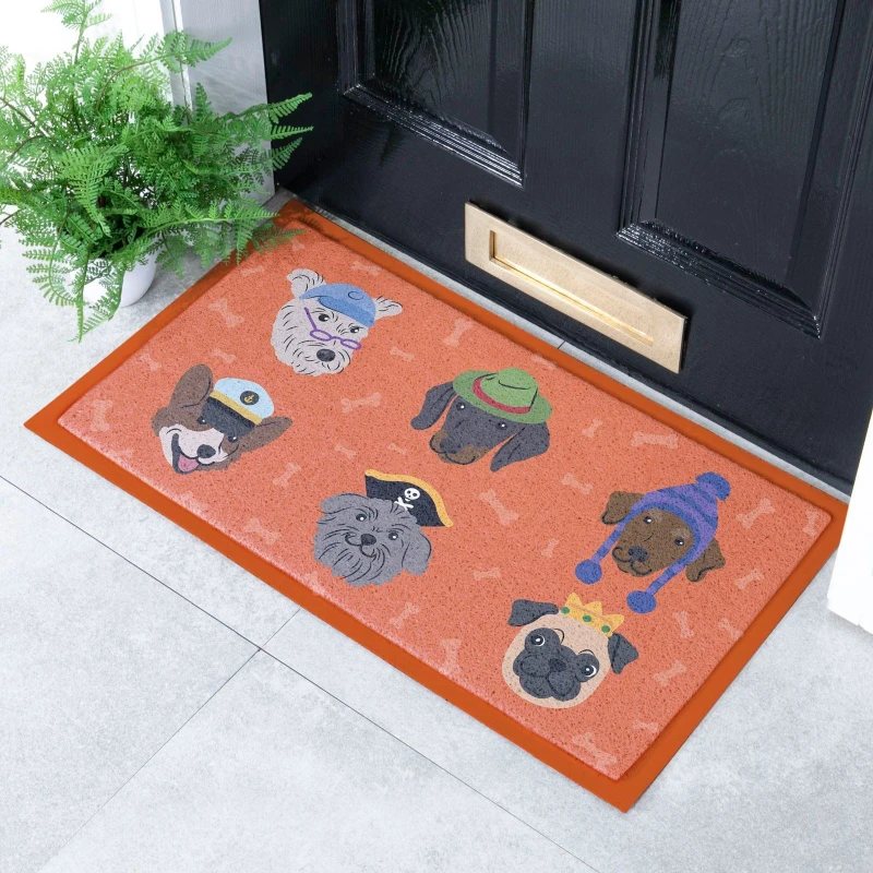 Image of Native Natural Dogs With Hats Doormat (70 X 40Cm)