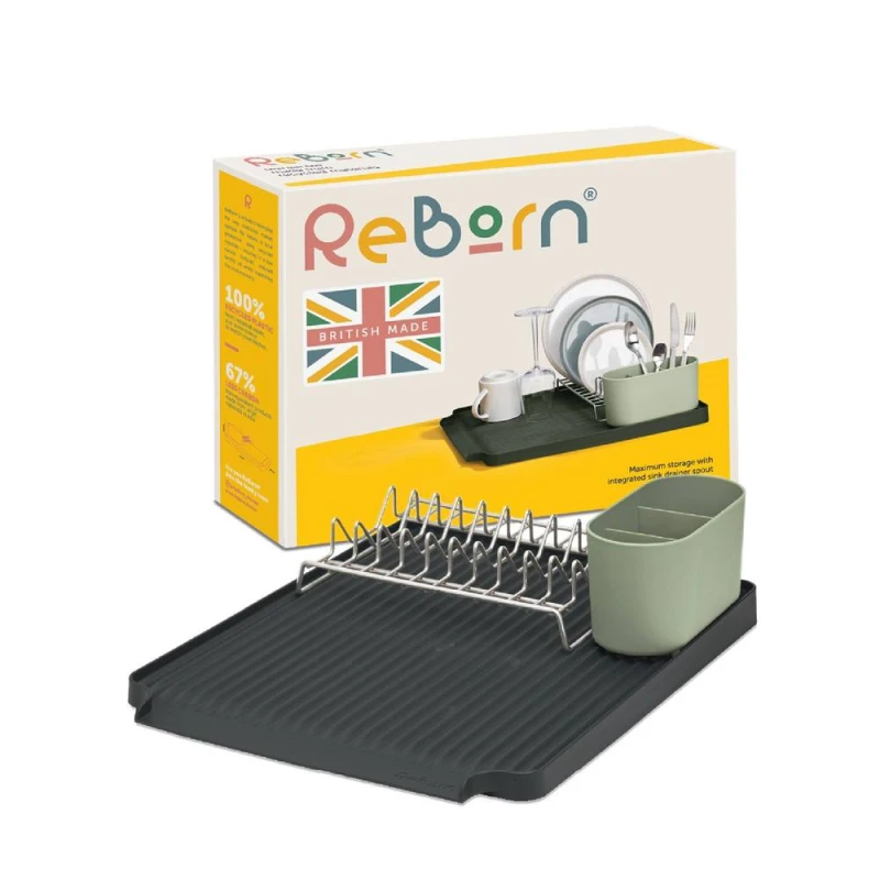 Image of ReBorn Recycled Versatile Made in Britain 10 Plates Large Draining Rack Dark Green