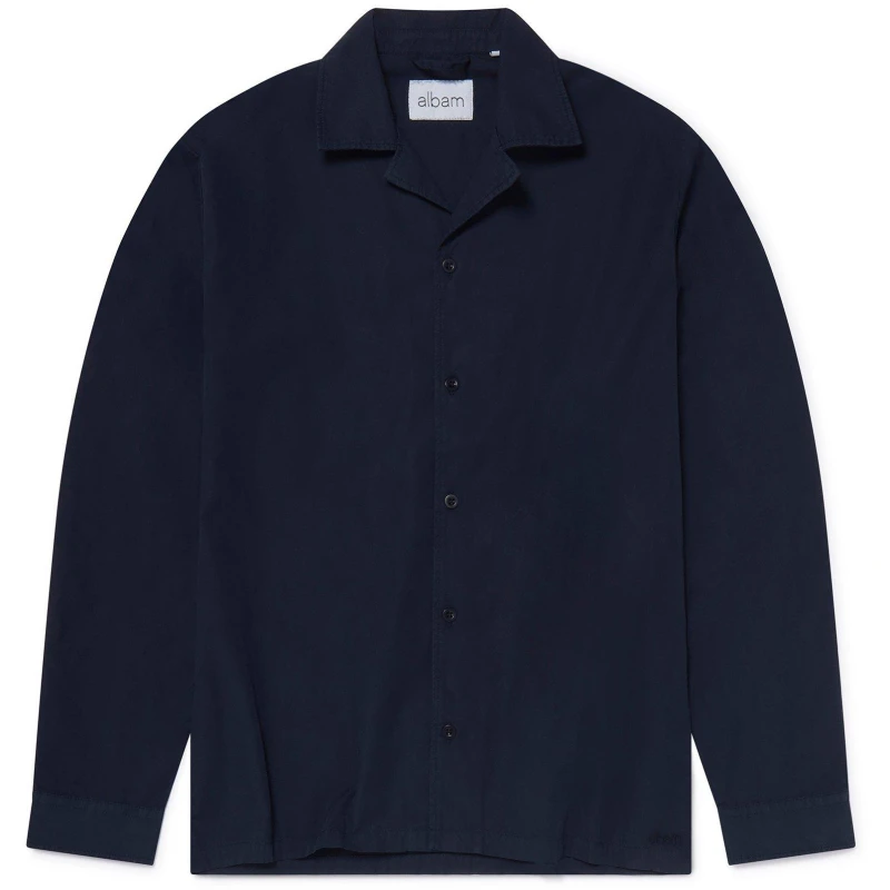 Image of Albam Mens Long Sleeve Plain Shirt Dark Navy 002 male Small