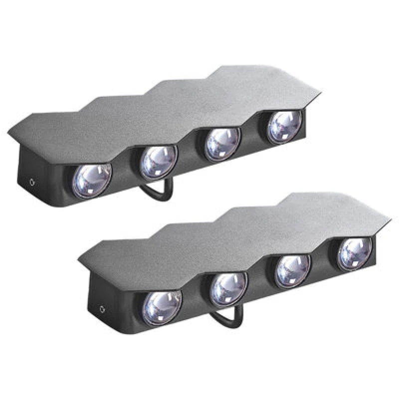Image of Beliani Set Of 2 Outdoor LED Wall Lights Weldon Black