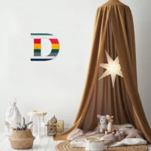 Image of Alphabet D 2 Multicolor Decorative Wooden Wall Accessory