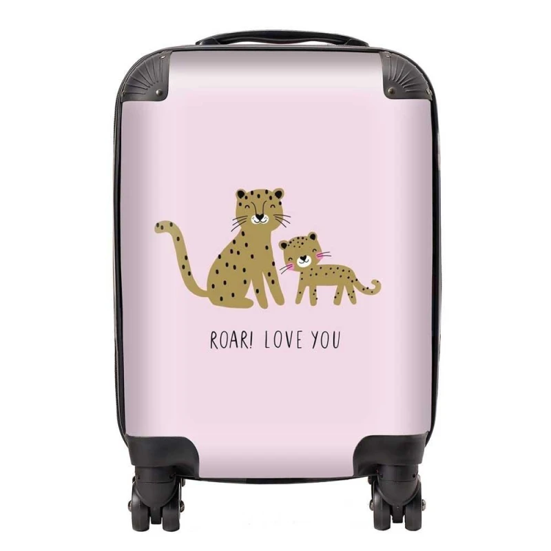 Image of Warren Reed - Designer Roar Love You Suitcase in Pink Size: Medium Pink Unisex Medium