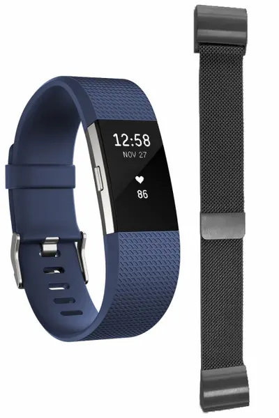 Image of Fitbit Unisex Fitbit Charge 2 Bluetooth Fitness Activity Tracker Watch FB407SBUL-EU
