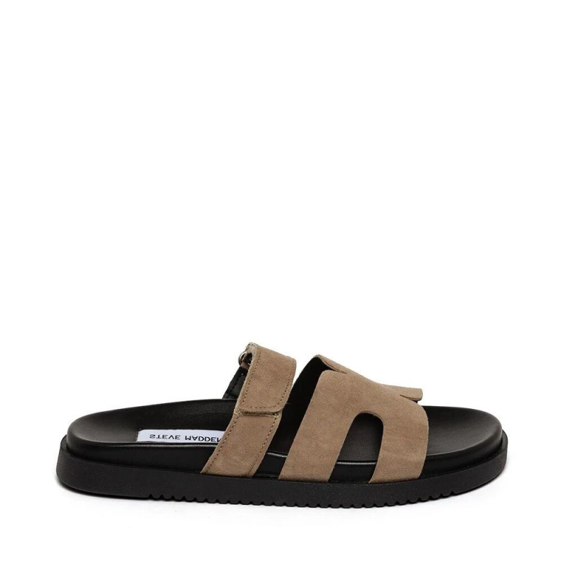 Image of Steve Madden Womens Missile Flat Sandals Taupe Suede female 3 (36)