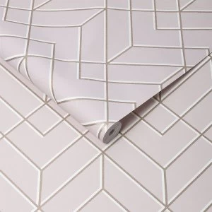 Image of Graham & Brown Superfresco Easy Losanges Filaires Rose Et Rose Gold Wallpaper