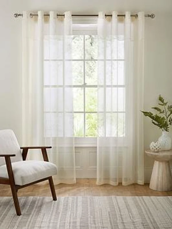 Image of The Very Collection Girona Eyelet Textured Top Border Panel Pair Grey WH5D7 Unisex