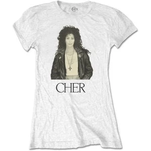 Image of Cher - Leather Jacket Womens Medium T-Shirt - White