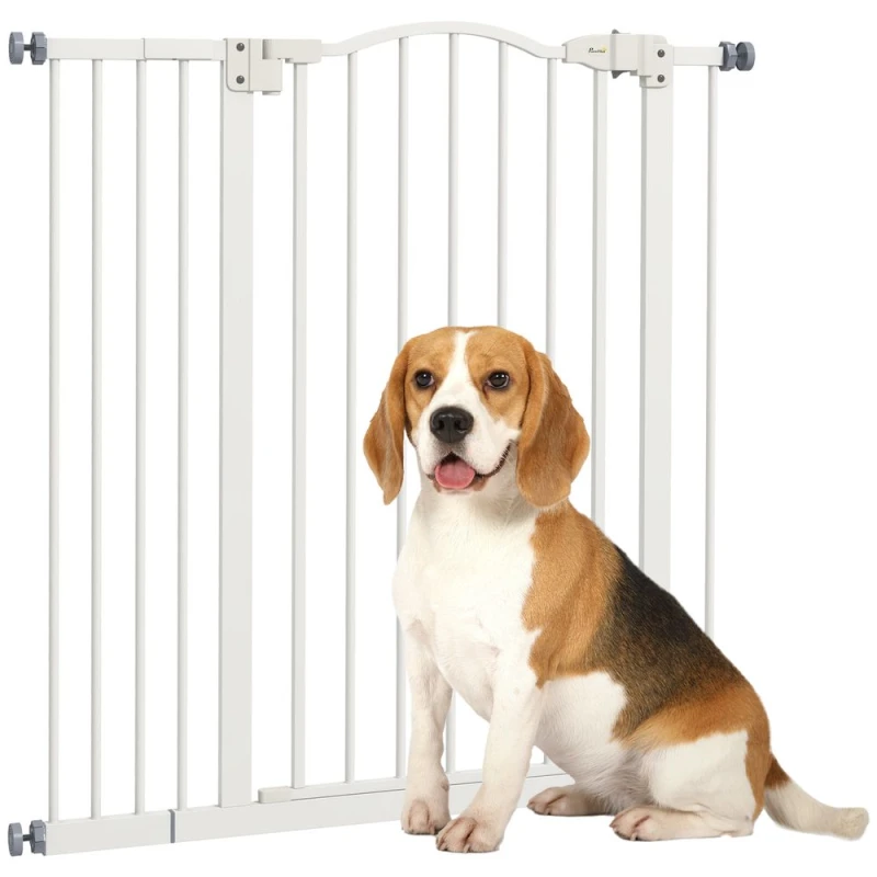 Image of PawHut 74-94cm Adjustable Metal Pet Gate w/ Auto-Close White D06-094V02WT