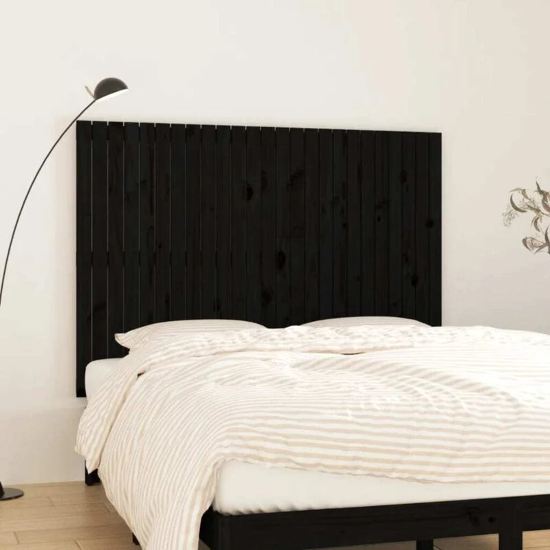 Image of Vidaxl Wall Headboard Black 159.5X3X110 Cm Solid Wood Pine, Black 824952