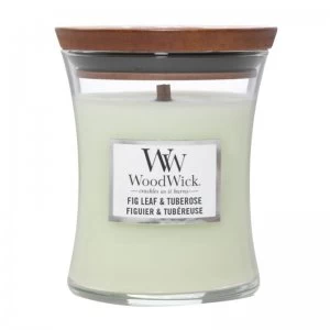 Image of WoodWick Fig Leaf & Tuberose Medium Jar Candle 275g