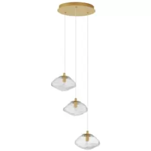 Image of Netlighting Merano Kildonan 3 Light Cluster Pendant Ceiling Light Brass Gold Met
