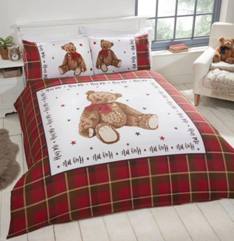 Image of Rapport Home Hug Me Bear Polycotton Duvet Set With Pillowcase
