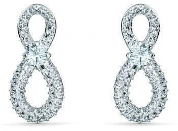 Image of Swarovski Infinity Mini Pierced Stud Earrings Rhodium Jewellery