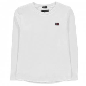 Image of Tommy Hilfiger Junior Boys Essential Ribbed Long Sleeve T Shirt - Bright White