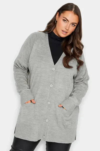Image of Yours Long Sleeve Boyfriend Cardigan Grey