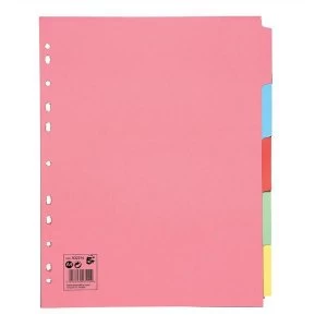 Image of 5 Star Subject Dividers Multipunched Manilla Board 5-Part Extra Wide A4 Assorted Pack 10