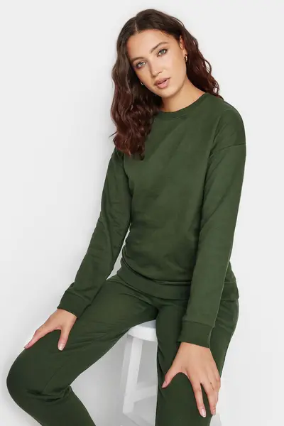 Image of Long Tall Sally Tall Long Sleeve Sweatshirt Dark Green