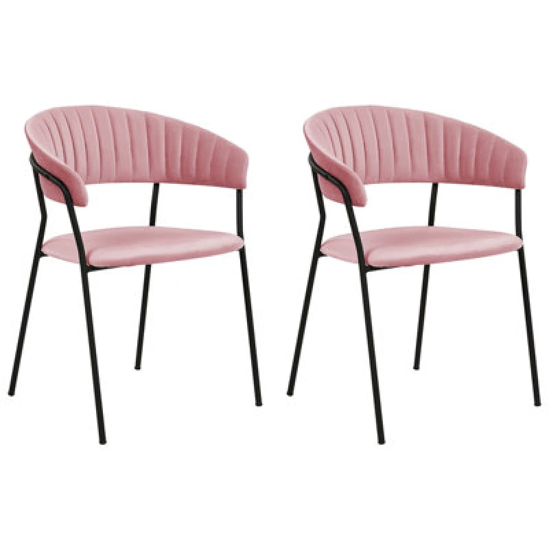 Image of Beliani Set Of 2 Dining Chairs Mariposa Velvet Pink
