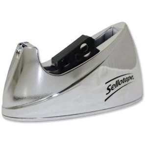 Image of Sellotape Tape Dispenser Large Desktop Non-slip Roll Capacity 25mm Width 66m Length Chrome