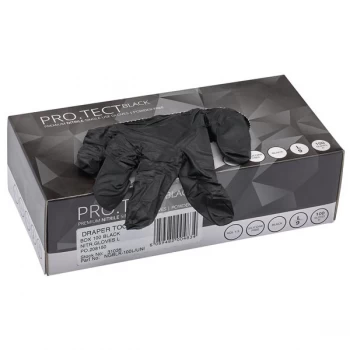 Image of Draper 31035 Black Nitrile Gloves - Size Large (Box of 100)