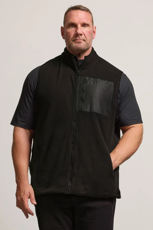 Image of BadRhino BadRhino Men Fleece Pocket Gilet in Black Size: 5-6X-Large Black 5-6XL Male 5063110678922