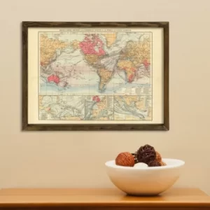 Image of Map035 Multicolor Decorative Framed MDF Painting