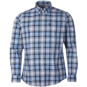 Image of Barbour Mens Highland Check 39 Tailored Shirt Navy Medium