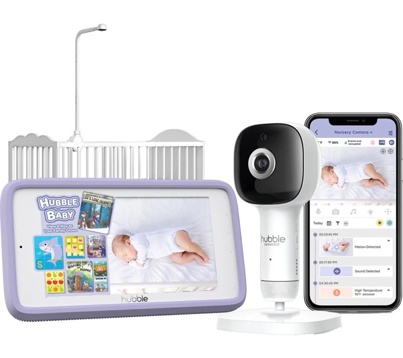 Image of HUBBLE Nursery Pal SkyVision AI Pro 5" Crib Mount Smart Baby Monitor - White 5012786052215
