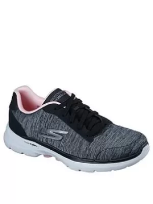 Image of Skechers Go Walk 6 Heathered Mesh Lace-up Trainers, Black, Size 6, Women
