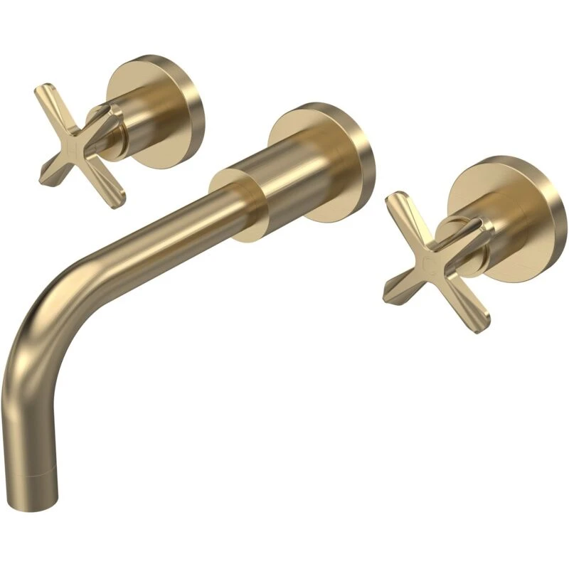 Image of Aztec Wall Mounted Basin Mixer Tap Brass