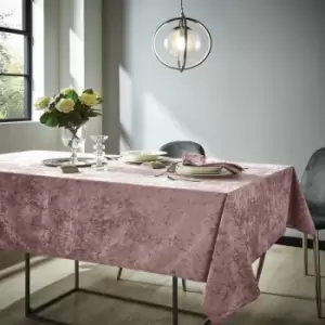 Image of Catherine Lansfield Crushed Velvet Tablecloth, Blush, 132 x 178 Cm