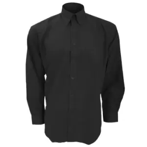 Image of Kustom Kit Mens Workwear Oxford Long Sleeve Shirt (17inch) (Black)