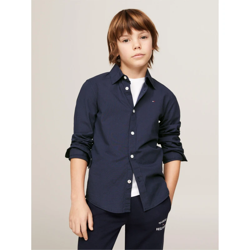 Image of Tommy Hilfiger SOLID STRETCH POPLIN SHIRT L/S - Blue Blue One Size