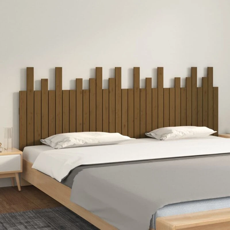 Image of Vidaxl Wall Headboard Honey Brown 204X3X80 Cm Solid Wood Pine, Brown 824781