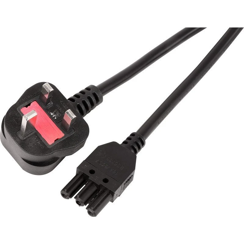 Image of POWERDATA 13A PLUG TO FEMALE 3-POLE CONNECTOR LEAD 1M