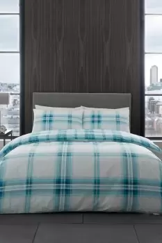 Image of Bardsley Check Reversible Duvet Set - Size: Double - Green