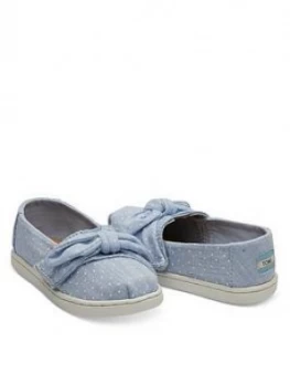 Image of Toms Toddler Girls Alpargata Spot Chambray Canvas Shoe - Blue, Size 7 Younger