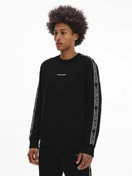 Image of Calvin Klein Essential Logo Tape Sweatshirt - Black, Size S, Men