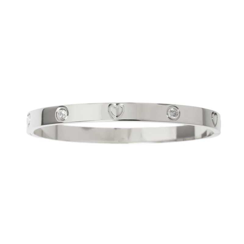 Image of Miso Motif Stainless Steel Bangle - Silver Silver One Size