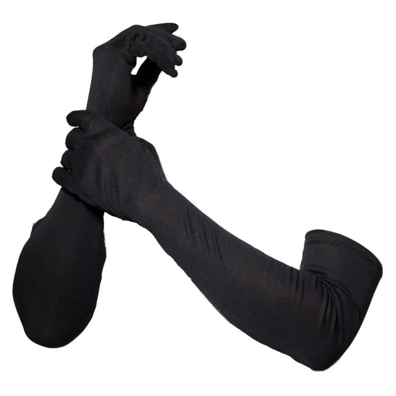 Image of Smiffys Mens Long Length Plain Gloves in Black Male One Size