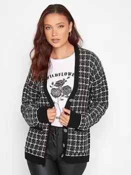 Image of Long Tall Sally Black Boucle Cardigan, Black, Size 14-16, Women