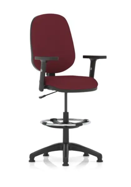 Image of Eclipse I Lever Task Operator Chair Ginseng Chilli Fully Bespoke Colour With Height Adjustable Arms with Hi Rise Draughtsman Kit