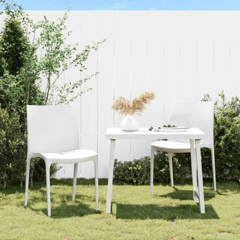 Image of vidaXL Garden Chairs 2 pcs White 50x46x80cm Polypropylene, White 364734
