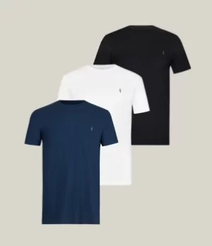 Image of AllSaints Mens Tonic Crew 3 Pack T-Shirts, Aurora M/JT Bk/opt, Size: L