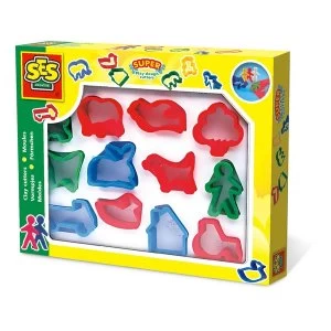 Image of SES Creative - Childrens Modelling Dough Cutters Set 12 Pieces (Multi-colour)